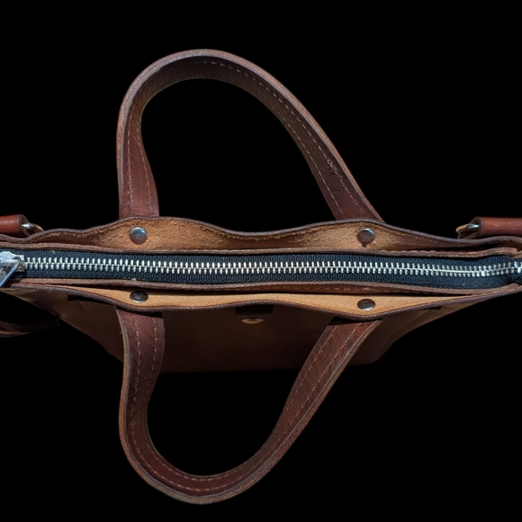 DUNOLE Brown Leather Tote & Coin Purse - Picture 6 of 9